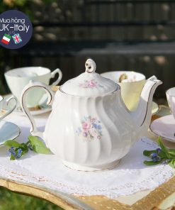 Ấm Sadler vân xoáy hoa hồng bouquet