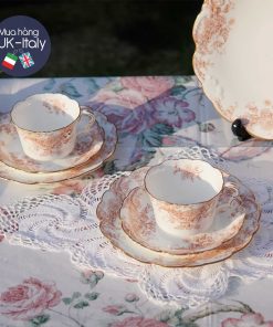 Bộ trà cổ 2 người hồng phấn Anh Toile de Jouy