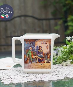 Bình gốm Anh vuông có quai cảnh sống xưa Newhall