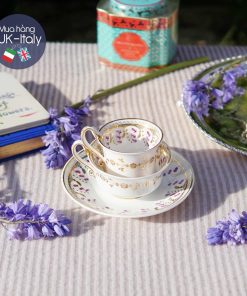 Bộ tách True Trio cổ Spode hoa chuông tím c.1830