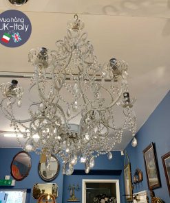 Đèn chùm pha lê Pháp trắng 6 tay