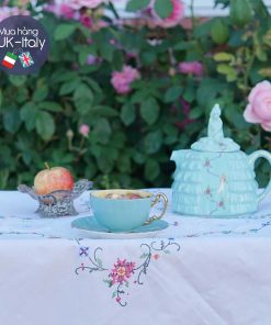 Bộ trà Duo Aynsley hoa quả xanh da trời