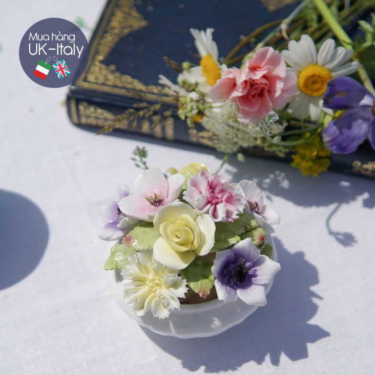 Hoa sứ Coalport các loại hoa tông tím vàng hồng (size to XL)