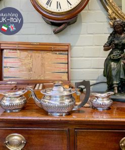 Bộ ấm 3 món bạc cổ Anh nguyên chất (size 1-2 người)