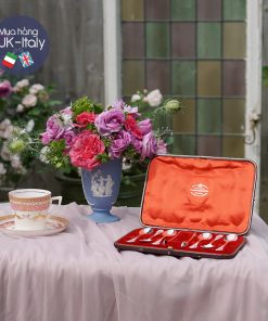 Bộ thìa bạc kèm gắp đường cổ Victorian đúc thiên thần