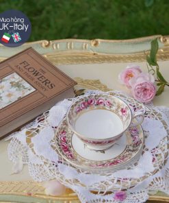 Bộ tách Trio Coalport hoa hồng bắp cải