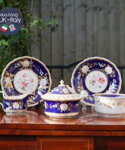 Bộ trà cổ 6 người xanh cobalt hoa cẩm tú cầu c1820