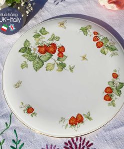 Đĩa đựng bánh ga tô hoạ tiết dâu, bướm Rosina