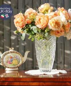 Lọ hoa pha lê khắc tinh xảo Bohemia c1970