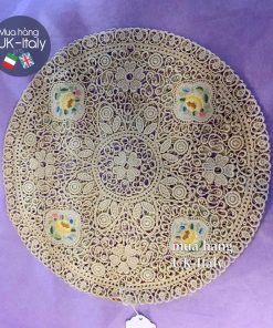 Khăn ren Anh tròn thêu hoa x Set 2 chiếc