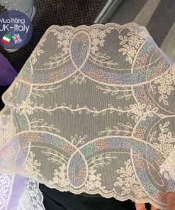 Khăn ren Anh vuông màu pastel xanh hồng