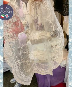 Khăn ren Oval Anh cách điệu ngà