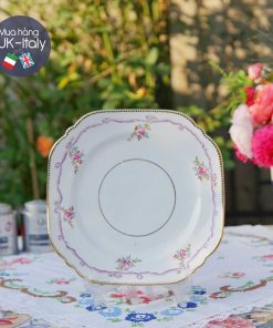 Đĩa bánh vuông China Court bày tiệc hoa hồng ruy băng