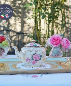 Ấm Sadler hồng với sọc mạ vàng hiếm (giao lưu cùng tách)