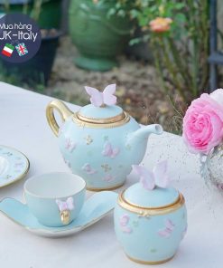 Bộ tách cho 2 người Villari đúc bướm xanh bạc hà nhẹ