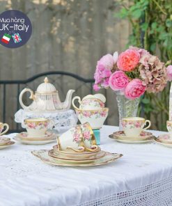 Bộ trà 6 người hoa hồng mạ vàng hào sảng Salisbury 21 món