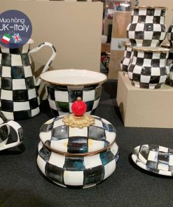MacKenzie Childs hũ đường kẻ đen trắng caro