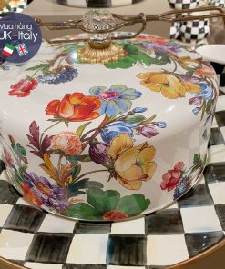 MacKenzie Childs ly có quai hoa lá nền trắng