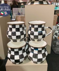 MacKenzie Childs ly có quai kẻ đen trắng caro