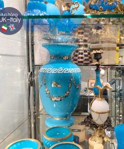 Lọ hoa thuỷ tinh trong xanh ngọc biển cổ Pháp (theo cặp)