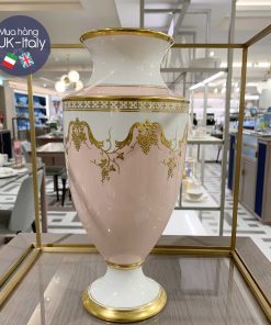 Lọ hoa Wedgwood má hồng vẽ mạ vàng nho limited