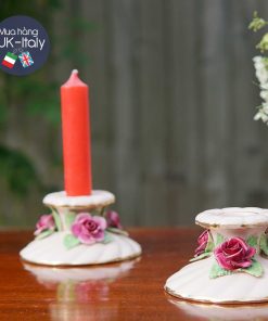 Chân nến thấp hoa hồng đúc nổi hiếm theo cặp