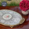 Khay Vintage Anh khung mạ đồng ren thêu