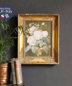 Tranh màu nước hoa hồng - giọt nước cổ