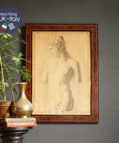 Tranh vẽ chì Pháp bán thân nam c.1885