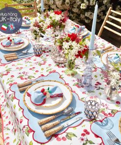 Khăn trải bàn hoạ tiết quả Cherry