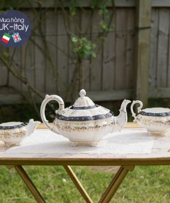 Bộ ấm cổ Royal Stafford dáng quả bí chấm bi đen mạ vàng 22kt