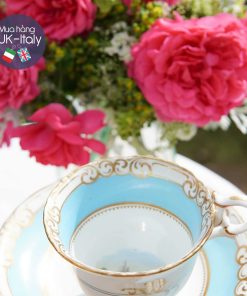 Bộ tách cabinet cổ Coalport xanh biển vẽ cảnh c.1830