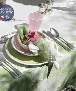 Khăn trải bàn cẩm tú cầu xanh lá