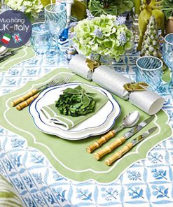 Khăn bàn xanh biển trắng Anh