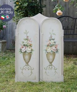 Tấm bình phong trắng vẽ hoa hồng cổ điển c.1980