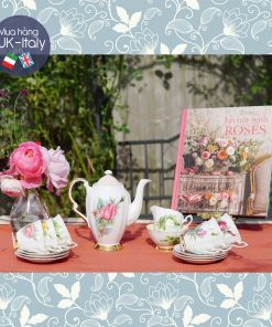 Bộ trà-cà phê 4-6 người hoa hồng Wheatcroft