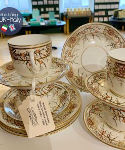 Bộ tách 4 người cổ Anh vẽ tay hoa đào