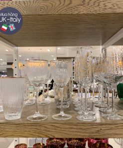 Ly thuỷ tinh trắng hoa văn mạ vàng