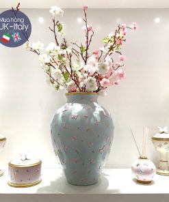 Lọ hoa Villari đắp nổi bướm xanh bạc hà