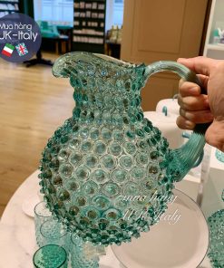 Bình rót và ly cao nổi hạt pha lê xanh ngọc biển Klimchi