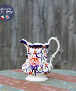 Bình hoa cổ có quai xanh cobalt cam Imari