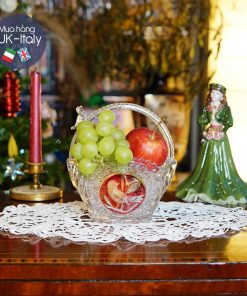 Giỏ pha lê khắc chim đỏ c.1950