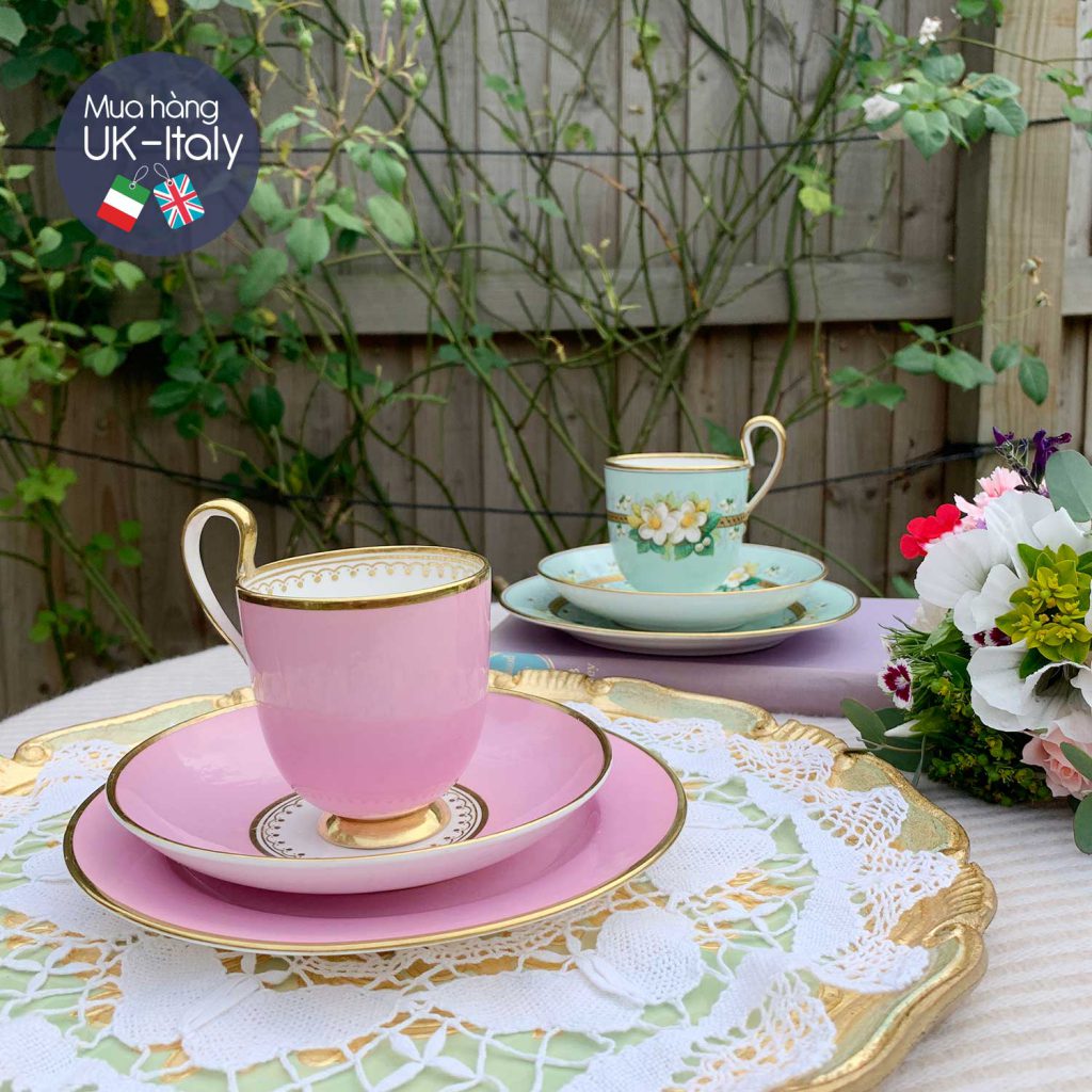 Bộ tách Trio cổ xanh hoa núi Scotland dáng quả chuông quý hiếm