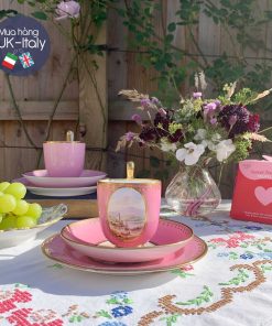 Bộ tách Trio cổ hồng dáng quả chuông vẽ tay cảnh Scotland