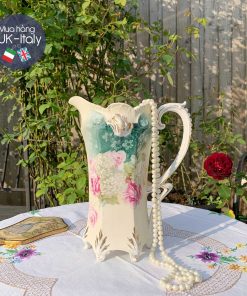 Bình có quai cổ Prussia xanh, hoa hồng c.1900