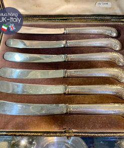 Bộ dao phết bơ mứt bạc nguyên chất chuôi cong c1911