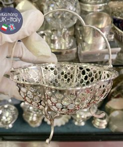 Giỏ bạc nguyên chất đựng tiệc trà cổ