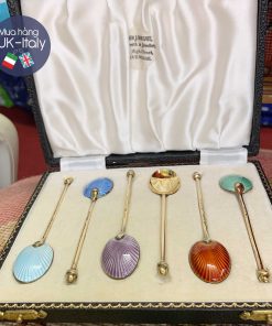 Bộ thìa bạc Anh 925 tráng men 6 màu độc đáo