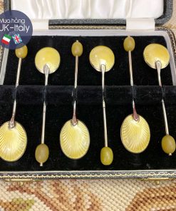 Bộ thìa bạc tráng men vàng hạnh phúc