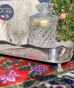 Decanter pha lê cổ Anh kèm tag Whisky